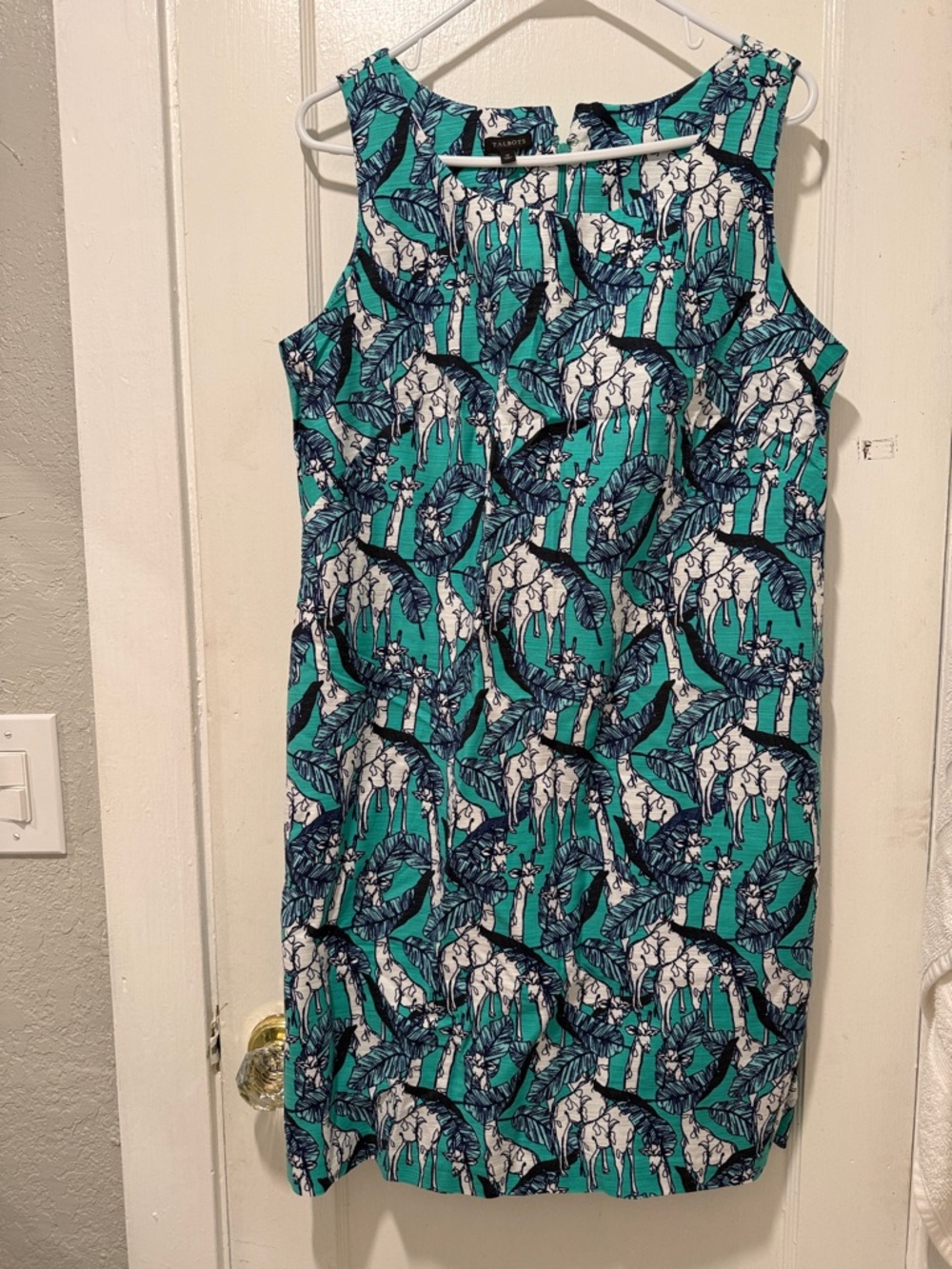 Sleeveless Teal & Navy Printed Shift Dress - Talbots